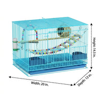 Pet Bird Cage for Small Birds, Foldable Breeder Cage with 1cm Bar Spacing, Indoor Home Habitat with Slide Out Tray, Single Level Cage Small Size
