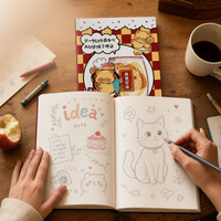 A5 Fruit Cartoon Hardcover Notebook Diary with Color Pages