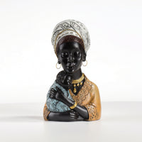 African Mother and Child Statue Ethnic Mother Holding Child Statue Tribal