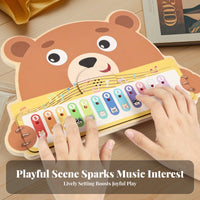 Musical Note Graphics Small Piano Keyboard animal-Shaped Wooden Piano Educational Music Toy Animal Illustrations
