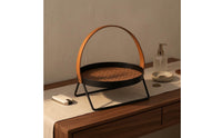 Handle Basket Rack Iron Tray-Style Storage Rack Raised Rims for Countertop