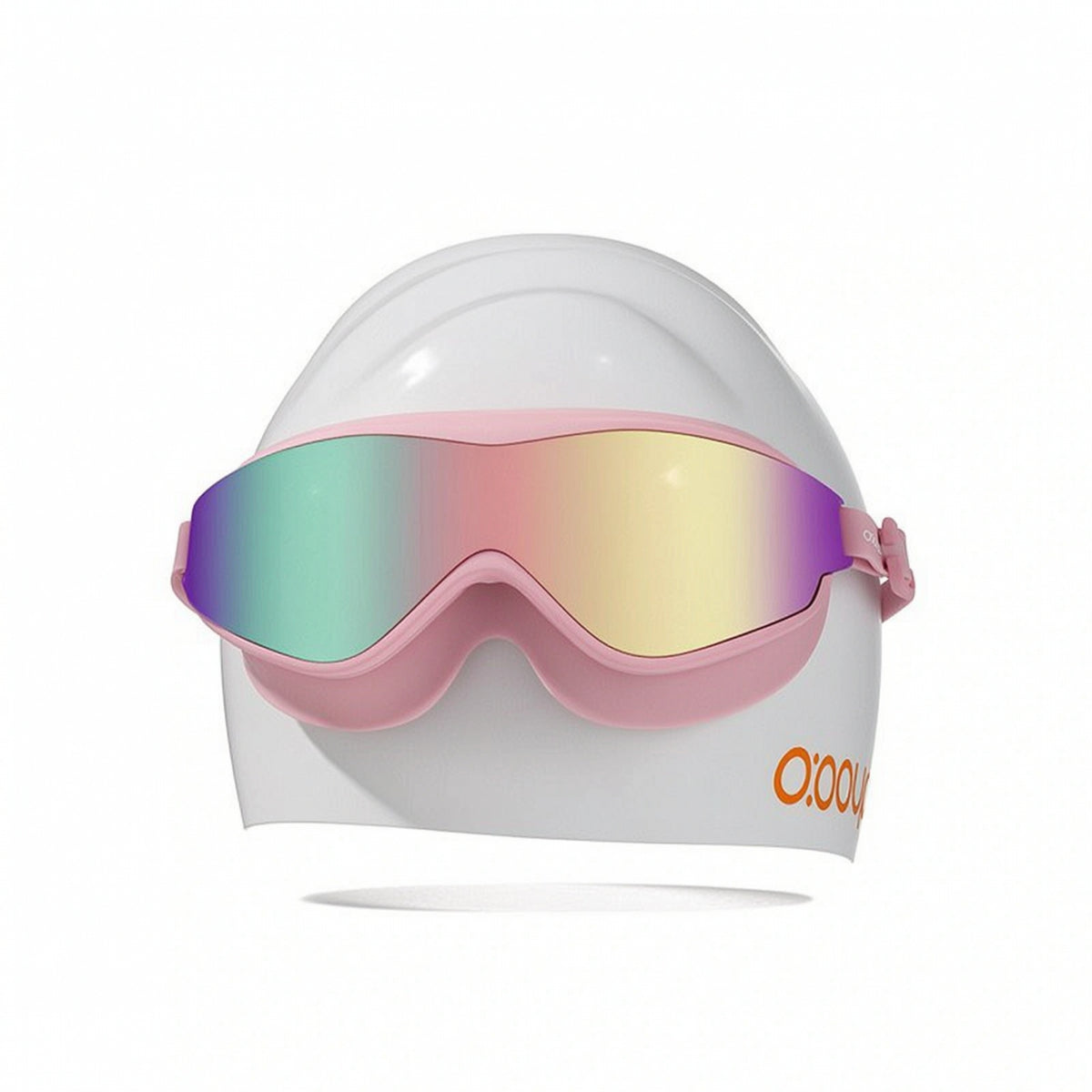 Mirrored Swim Goggles with Swim Cap Waterproof Eyewear Adjustable for Swimming Pool