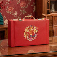 Wedding Money Gift Box, Wedding Gifts for Couple Memory Box, Treasure Chest with Lid and Combination Lock, Faux Leather Look