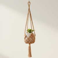 Hanging Basket for Garden Decor and Wall Decor, Pack of 4 Macrame Hanging Plant Hangers for Living Room, Boho Style Tassel Decor, Rope Woven