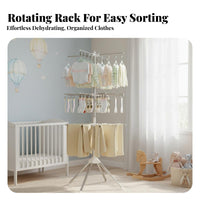 Stainless Steel Construction Baby Clothes Drying Rack Rust Resistant Floor Standing Laundry Rack Space-Saving for Infants, Babies, Balcony