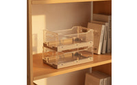 Storage Basket Transparent Storage Basket with Handles Foldable Clear Organizer Tray for Organizers, Students, Office, Fridge, Pantry
