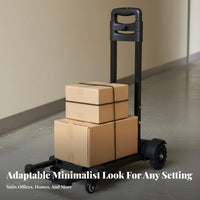 Foldable Design Collapsible Dolly with Extendable Base Expandable Platform Folding Hand Truck Adjustable Handle Collapsible Dolly Cart Swivel Wheels for Delivery Personnel, Travelers, Office Workers, Shopping, Travel, Warehouse, Camping