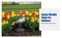 Stainless Steel-Look Bird Ornament, Resin Abstract Garden Sculpture, Outdoor Lawn Bronze Effect Animal Decor