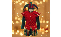 Court jesters Costume with hat Medieval Court Fool Costume Striped Apparel for Cosplay, Stage Performances