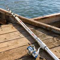 Telescopic Carbon Fiber Fishing Rod, Hard Action Sea Fishing Rod, Portable Fishing Pole for Rock Fishing, Silver/Black/Red