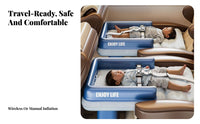 Portable Children's Inflatable Travel Bed Lightweight Train Seat Sleeper Soft & Comfortable Kids Travel Air Mattress Safety Guardrail for Toddlers, Babies, Parents, Road Trips
