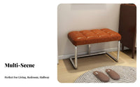 Comfortable Cushion Tufted Entryway Stool High-Density Sponge Padding Button-Tufted Ottoman Multi-Purpose Upholstered Bench Sturdy Frame for Families, Homeowners, Interior Designers, Cloakroom, Living Room, Bedroom