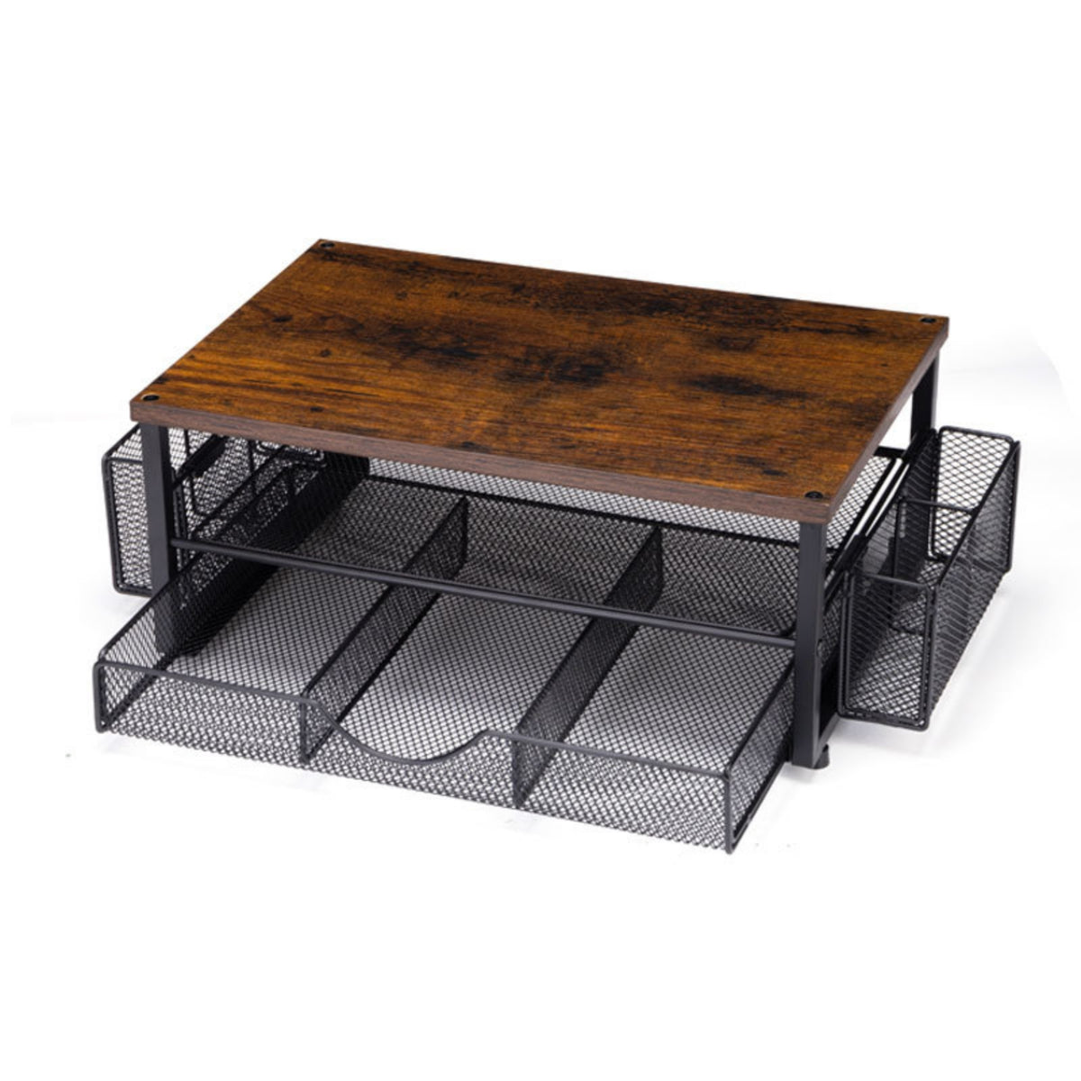 No-Drill Under-Desk Storage Rack Two-Tier Under Desk Drawer Organizer Sliding Clamp-on Drawer Organizer Metal for Students