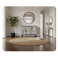 Zebra Print Cabinet Multifunctional Hand-Painted Buffet Cabinet Adjustable Shelves Accent Storage Cupboard for Living Room