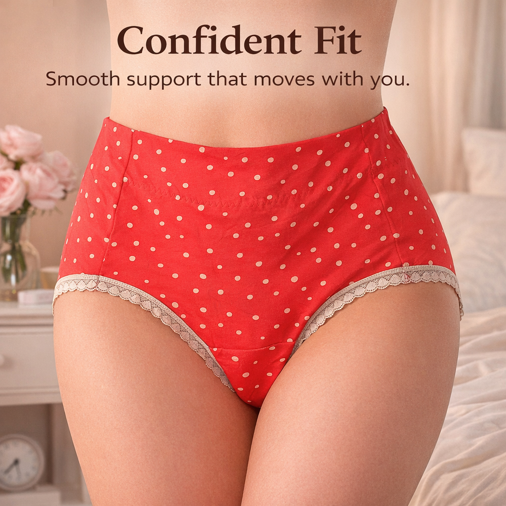 Underwear Women High Waisted Knickers for Multipack in Soft Blend, Breathable Period and Incontinence Leg Design
