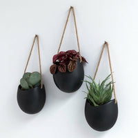 Plant Pots for Indoor Plants and Flower Pots, Set of 3 Matte Ceramic Planter Wall Hanging for Home Office, Modern Minimalist Wall Planter
