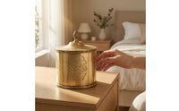 Decorative Metal Canister Courtly Ornate Metal Canister Elegant Brass-Toned Container for Dresser, Console Table