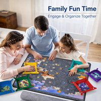 Roll Mat for Puzzles with Sorting Trays and Foldable Storage, Portable Felt Puzzle Organizer to Save Progress for Adults