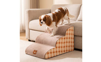 High-Density Foam Dog Stairs Easy to Clean Foam Pet Stairs Soft Dog Ramp with Textile Cover Supportive for Bedside