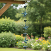 Decorative Hummingbird Rain Chain Antique-Look Metal Rain Chain Hanging Downspout Rust-Resistant for Gardeners, Garden, Porch