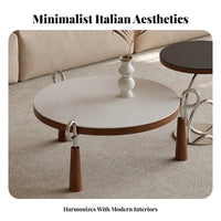 2 Pieces Minimalist Design Nesting Round Tables Modern aesthetic Round Nesting Table Set Designer Look Living Room Centerpiece Space-Saving for Homeowners, Apartment Dwellers, Interior Designers, Lounge Area, Small Spaces, Office, Bedroom
