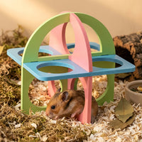 Wood Hamster Foraging Toys and Hamster Wheel, Chewable Hamster Toys for Dental Health, Washable No Assembly Wood Enrichment Block