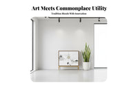 New Chinese design Painted Shoe Cabinet Landscape Painting Design Storage Furniture Wrought Iron Frame Console Table Handmade for Interior Designers, Apartment Dwellers, Entryway, Hallway, Home Decor, Living Room