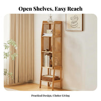 Japanese design Multi-Tier Rattan Cabinet Floor-Standing Rattan Accent Shelving Unit Open-Shelf design shelving unit Boho Inspired Design for Book Lovers, Students, Homeowners, Living Room, Home Office, Bedroom, Entryway