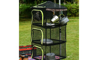 Portable 4 Layer Drying Net Space Saving 4 Tier Mesh Drying Rack Large Capacity Foldable Mesh Basket Rack Sturdy Support for Fishing, Travel