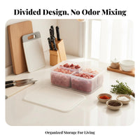 Stackable Design no costzer Compartment Box Airtight closure 4-Compartment Food Tray Reusable Refrigerator Organizer Transparent container for Home Cooks, Parents, Kitchen, Pantry, lunch container