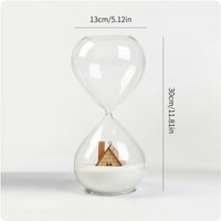 Decorative 60-Minute Hourglass Elegant Hourglass with Wooden House Large Sandglass Modern for Reading