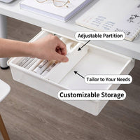 Desk Storage Drawer Organizer with Movable Divider, Self Under Drawers for Office Slide Out Tray for Workspace Organization