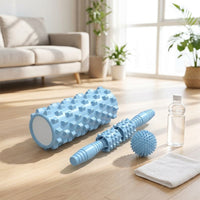 Foam Rollers for Muscles, Portable Massage Set 33cm Medium Density Textured, Massage Balls & Knobbed Stick for Muscle Recovery
