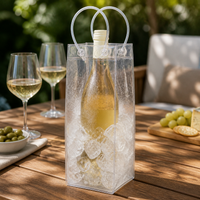 PVC Transparent Wine Bottle Cooler Bag with Handle for Champagne & Red Wine, Picnic & Gift