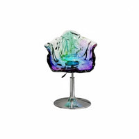 Adjustable Height Transparent floretrear High Stool 360° rotate Transparent Pedestal Chair Luxury aesthetic Household Furniture Modern Look for Interior Designers, Business Owners, Homeowners, Home Bar, Restaurant, Cafe, Kitchen Island