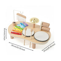 Early Education Multi Instrument Music Table Educational Baby Drum and Xylophone Toy Hand Eye Coordination Wooden Percussion Table Portable for Babies, Toddlers, Travel, Playroom, Nursery