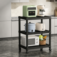 Black Shelving Unit for Kitchen, Modern Freestanding Pantry Shelving Unit with Wheels, Adjustable Storage Shelves