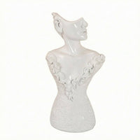 Floral Lace Trim Resin Jewelry Bust Textured Necklace Display Bust Countertop Earring Mannequin Stand Smooth Finish