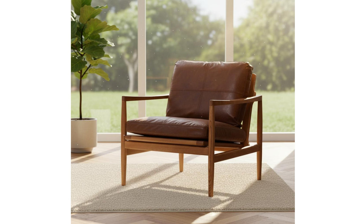 Comfortable Cushion Retro Single Sofa Chair Wood Frame Armchair Century-Century Modern Lounge Chair for Living Room, Balcony, Study, Bedroom
