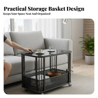 Light Luxury design C-Shaped Rolling End Table Movable with casters C-Shaped Rolling Table Space-Saving Household Furniture Multi-Functional for Apartment Dwellers, Homeowners, Students, Living Room, Small Spaces, Bedroom, Home Office