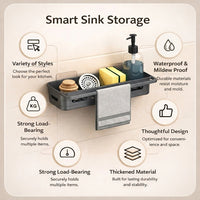 Bathroom Sink Organizer, Freestanding Draining Racks for Kitchen, No Drill Countertop Basket for Home Cooks, Versatile & Sponge Holder