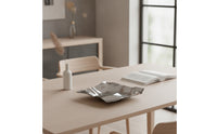 Square Tray with Wavy Surface Sculptural Stainless Steel Tray Modern Metal Fruit Bowl for Dining Table
