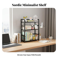 Desktop Bookshelf Space Saving Multi-Layer Desk Rack Sturdy Steel Frame