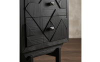 Geometric Drawer Nightstand Fully Assembled Two-Drawer Nightstand Square Pull Handles Bedside Table