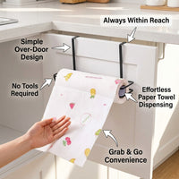 Cabinet Hanging Rack and Storage Organizer for Daily Use, Iron Under Paper Towel Holder with Spray Painted Finish