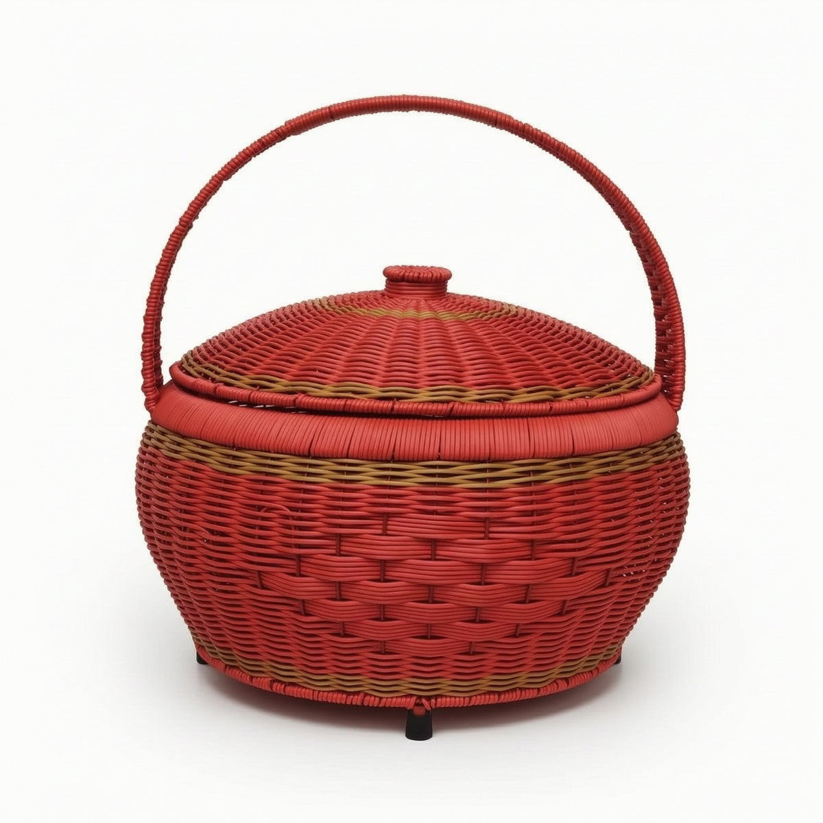 Handwoven Basket with Lid Woven Basket with Handle Compact Organizer Portable for Gift Givers, Brides, Housewarming, Celebrations, Weddings