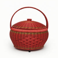 Handwoven Basket with Lid Woven Basket with Handle Compact Organizer Portable for Gift Givers, Brides, Housewarming, Celebrations, Weddings