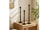 3 Pieces Taper Candle Holder with Round Base Black Taper Candle Holder Turned Decor for Brides