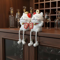 Dangling Leg Cat Figurine Great Gift Thought Beckoning Cat Decoration House Decoration Detailed Craftsmanship Hand-Painted