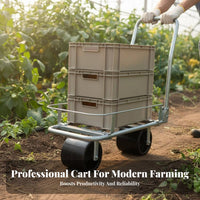 Vegetable Transport Cart Push-Pull Design Greenhouse Picking Trolley Foldable 4-Wheel Folding Cart for Farmers, Homeowners, Orchard, Garden, Warehouse